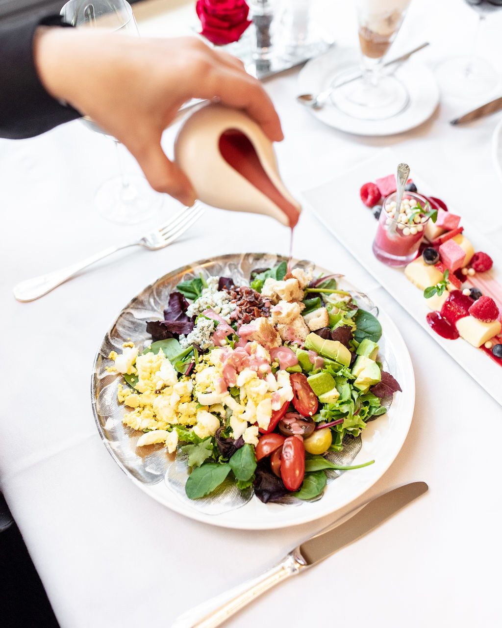 Delicious salad and dessert in The Greenhouse